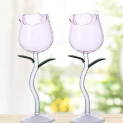 Deco Küche & Esszimmer-Elegantes Weinglas in Rosenform – Dekoratives Glas für besondere Anlässe