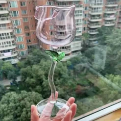 Deco Küche & Esszimmer-Elegantes Weinglas in Rosenform – Dekoratives Glas für besondere Anlässe
