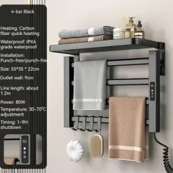 The Blissful Bath Badezimmer-Elektrisch beheizter Handtuchhalter - Intelligenter Organizer-Trockner