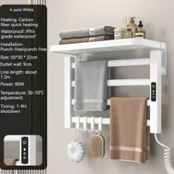 The Blissful Bath Badezimmer-Elektrisch beheizter Handtuchhalter - Intelligenter Organizer-Trockner