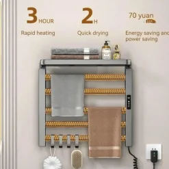 The Blissful Bath Badezimmer-Elektrisch beheizter Handtuchhalter - Intelligenter Organizer-Trockner