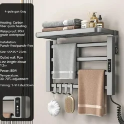 The Blissful Bath Badezimmer-Elektrisch beheizter Handtuchhalter - Intelligenter Organizer-Trockner
