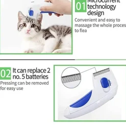 Furendo Haustierzubehör|Reinigungswerkzeuge Für Haustiere-Elektrische Floh- und Läuseentfernungsbürste - Haustierpflegewerkzeug