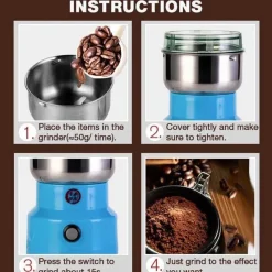 The Cozy Mug Küche & Esszimmer-Elektrische Mini-Kaffee- und Gewürzmühle – Kompakte Küchenmühle
