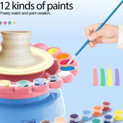 The Decor Haven Babyspielzeug-Elektrische Töpferscheibe für Kinder – Mini-Bastelmaschine für Kunstprojekte