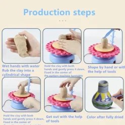 The Decor Haven Babyspielzeug-Elektrische Töpferscheibe für Kinder – Mini-Bastelmaschine für Kunstprojekte