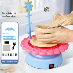 The Decor Haven Babyspielzeug-Elektrische Töpferscheibe für Kinder – Mini-Bastelmaschine für Kunstprojekte