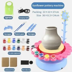 The Decor Haven Babyspielzeug-Elektrische Töpferscheibe für Kinder – Mini-Bastelmaschine für Kunstprojekte