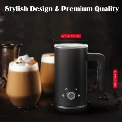 The Cozy Mug Küche & Esszimmer-Elektrischer 4-in-1-Milchaufschäumer – Großer Dampfgarer aus Edelstahl