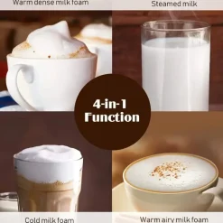 The Cozy Mug Küche & Esszimmer-Elektrischer 4-in-1-Milchaufschäumer – Großer Dampfgarer aus Edelstahl