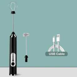 Tom Küche & Esszimmer-Elektrischer Milchaufschäumer – 3-Gang-Schneebesenmixer für Latte- und Kaffeeschaum