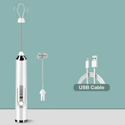 Tom Küche & Esszimmer-Elektrischer Milchaufschäumer – 3-Gang-Schneebesenmixer für Latte- und Kaffeeschaum