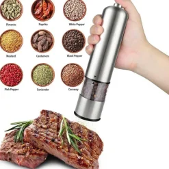 Space Savvy Küche & Esszimmer-Elektrisches Salz- und Pfeffermühlen-Set – batteriebetriebene Gewürzmühle