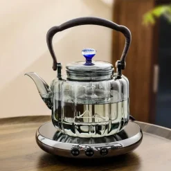 Brew Bliss Küche & Esszimmer-Elektrisches Teekannen-Set aus Klarglas – Moderner Wasserkocher mit Sieb