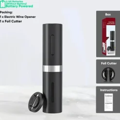 Plates u0026 More Küche & Esszimmer-Elektrisches Weinöffner-Set – Automatisches Weinwerkzeug mit Folienschneider