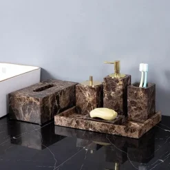 Serene Splash Badezimmer-Emperador Dark Marble Bathroom Collection Sleek Luxury for Modern Spaces