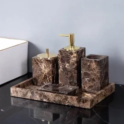 Serene Splash Badezimmer-Emperador Dark Marble Bathroom Collection Sleek Luxury for Modern Spaces