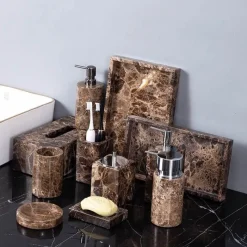 Serene Splash Badezimmer-Emperador Dark Marble Bathroom Collection Sleek Luxury for Modern Spaces