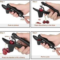 Tom Küche & Esszimmer-Entkerner für Kirschen und Oliven – Gerät zum einfachen Entfernen des Fruchtkerns