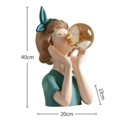 Glow u0026 Shade Beleuchtung-Entzückende Mädchenfigur aus Kunstharz – niedlicher Akzent für die Inneneinrichtung