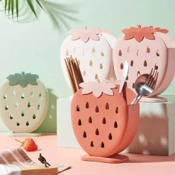 The Decor Haven Küche & Esszimmer-Erdbeer-Besteck-Organizer – süßes Küchen-Aufbewahrungsset, 2-teilig