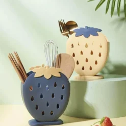 The Decor Haven Küche & Esszimmer-Erdbeer-Besteck-Organizer – süßes Küchen-Aufbewahrungsset, 2-teilig