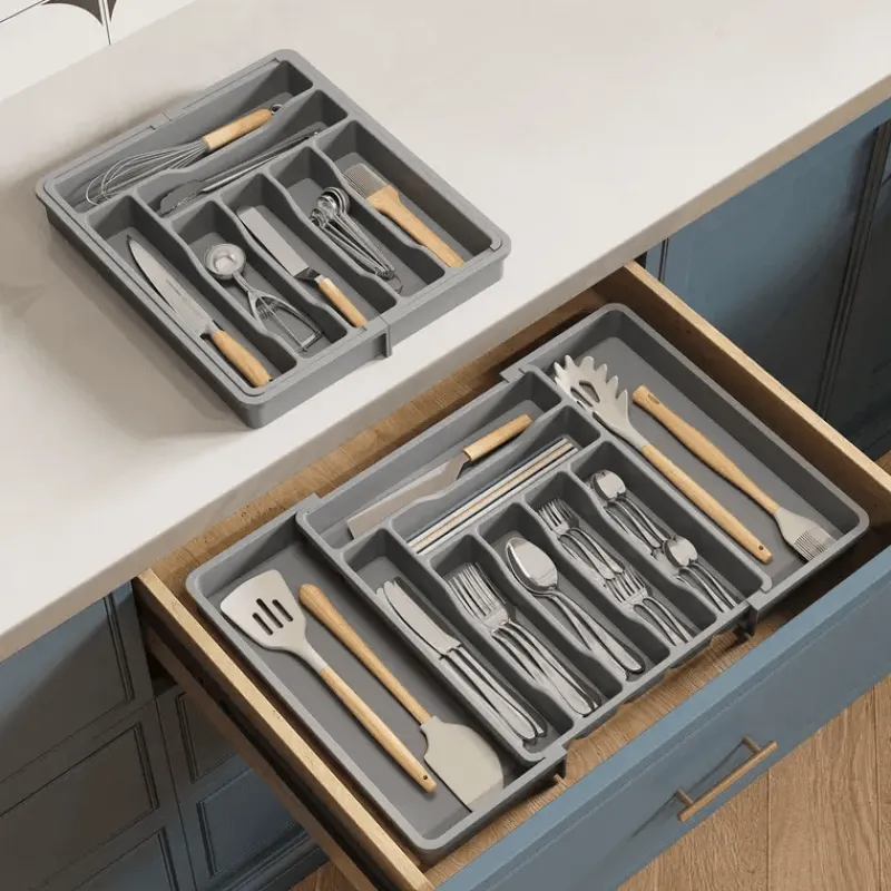 Space Savvy Küche & Esszimmer-Erweiterbares Bestecktablett – Verstellbarer Besteck-Organizer
