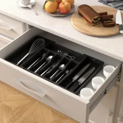 Space Savvy Küche & Esszimmer-Erweiterbares Bestecktablett – Verstellbarer Besteck-Organizer