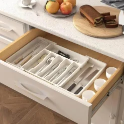 Space Savvy Küche & Esszimmer-Erweiterbares Bestecktablett – Verstellbarer Besteck-Organizer
