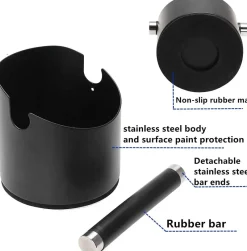Tom Küche & Esszimmer-Espresso-Abklopfbehälter – Edelstahl mit abnehmbarer Stange und Gummibasis