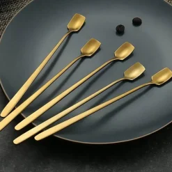 Tom Küche & Esszimmer-Espressolöffel aus Edelstahl, 4er-Set – stilvolle Utensilien zum Umrühren von Kaffee