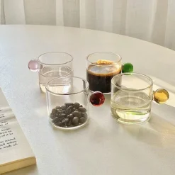 Plates u0026 More Küche & Esszimmer-Espressotassen-Set aus Glas – 110 ml Kaffeebecher mit Untertassen