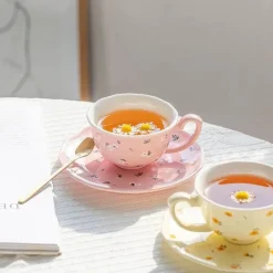 Plates u0026 More Küche & Esszimmer-Espressotassen-Set aus Keramik – Hochwertige Tassen mit Untertasse und Löffel