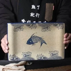 Elegance at the Table Küche & Esszimmer-Essteller-Set mit japanischem Fischdruck – einzigartiges Keramikgeschirr