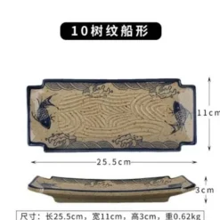 Elegance at the Table Küche & Esszimmer-Essteller-Set mit japanischem Fischdruck – einzigartiges Keramikgeschirr