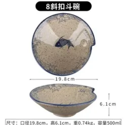 Elegance at the Table Küche & Esszimmer-Essteller-Set mit japanischem Fischdruck – einzigartiges Keramikgeschirr