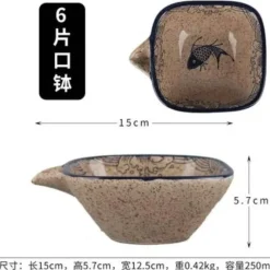 Elegance at the Table Küche & Esszimmer-Essteller-Set mit japanischem Fischdruck – einzigartiges Keramikgeschirr