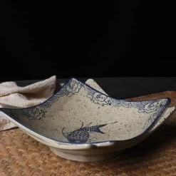 Elegance at the Table Küche & Esszimmer-Essteller-Set mit japanischem Fischdruck – einzigartiges Keramikgeschirr