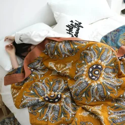Cozy Haven Bettzeug-Ethnische Baumwolldecke & Überwurf – Boho Floral Gauze Sommerdecke