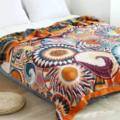 Cozy Haven Bettzeug-Ethnische Baumwolldecke & Überwurf – Boho Floral Gauze Sommerdecke