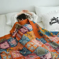 Cozy Haven Bettzeug-Ethnische Baumwolldecke & Überwurf – Boho Floral Gauze Sommerdecke