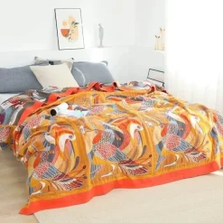 Cozy Haven Bettzeug-Ethnische Baumwolldecke & Überwurf – Boho Floral Gauze Sommerdecke