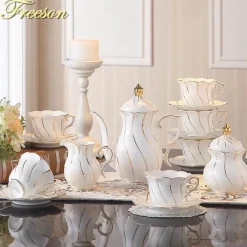 Feast u0026 Flair Küche & Esszimmer-Europäisches Kaffeeservice aus Knochenporzellan – Tee und Kaffee aus Porzellan mit Goldeinlage