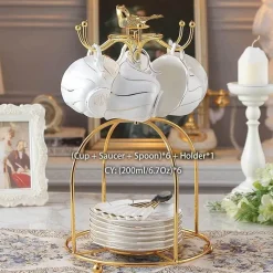 Feast u0026 Flair Küche & Esszimmer-Europäisches Kaffeeservice aus Knochenporzellan – Tee und Kaffee aus Porzellan mit Goldeinlage