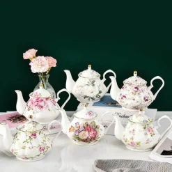 Plates u0026 More Küche & Esszimmer-Europäisches Teekannenset aus Knochenporzellan – Hochwertiger Kaffeekessel aus Porzellan