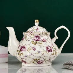 Plates u0026 More Küche & Esszimmer-Europäisches Teekannenset aus Knochenporzellan – Hochwertiger Kaffeekessel aus Porzellan