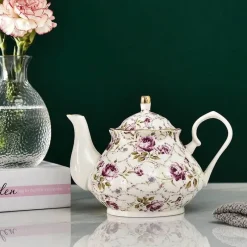 Plates u0026 More Küche & Esszimmer-Europäisches Teekannenset aus Knochenporzellan – Hochwertiger Kaffeekessel aus Porzellan