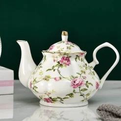 Plates u0026 More Küche & Esszimmer-Europäisches Teekannenset aus Knochenporzellan – Hochwertiger Kaffeekessel aus Porzellan