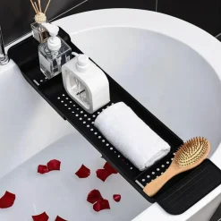 Serene Splash Badezimmer-Expandable Bathtub Caddy - Luxury Bath Tray for Relaxation and Spa Experience