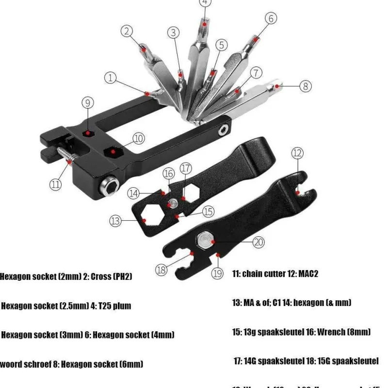 Cozy Living Gadgets Für Zuhause|Heimwerkzeuge-Fahrradreparatur-Werkzeugset – 20-in-1-Multifunktions-Fahrradwerkzeugsatz